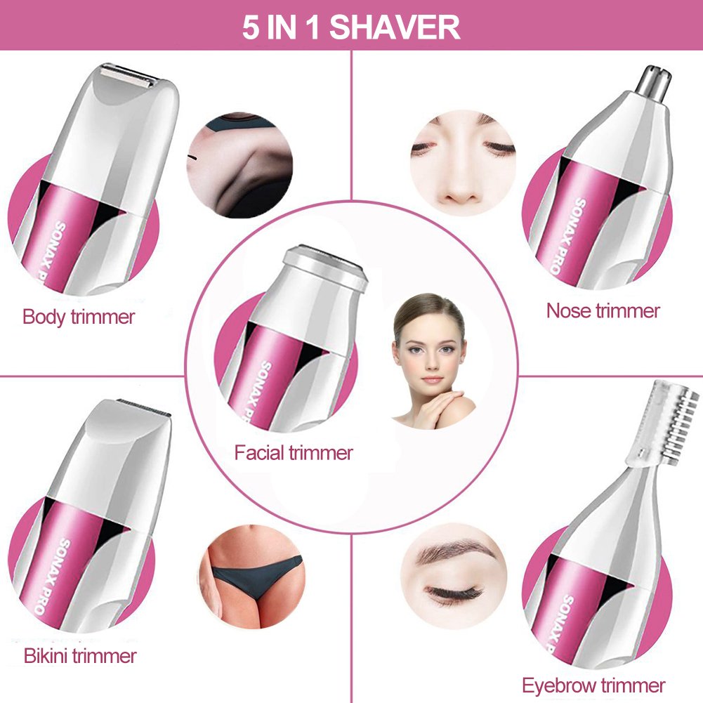5 in 1 Eyebrow Trimmer Bikini Trimmer Facial Remove Hair Removal,Lady Shaver Beauty Set with Wet/Dry Waterproof Eyebrow Grooming Kit for Men Women
