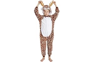 ANBOTA Kids Deer Onesie Girls Reindeer Costume Funny Animal Pajama Halloween Christmas Party