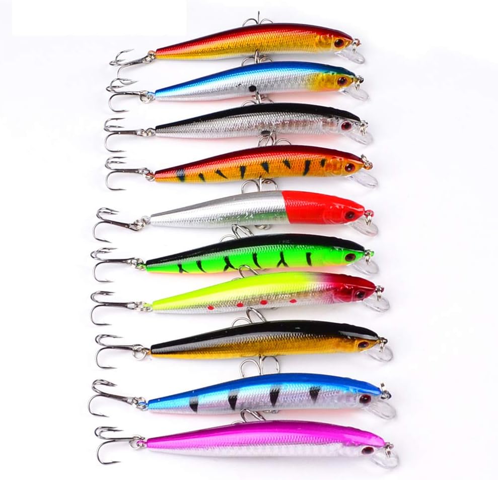 OriGlam 10pcs Fishing Lures, Life-Like Swimbait, Minnow Hard Lure Bass Trout Baits Kit - Image 3