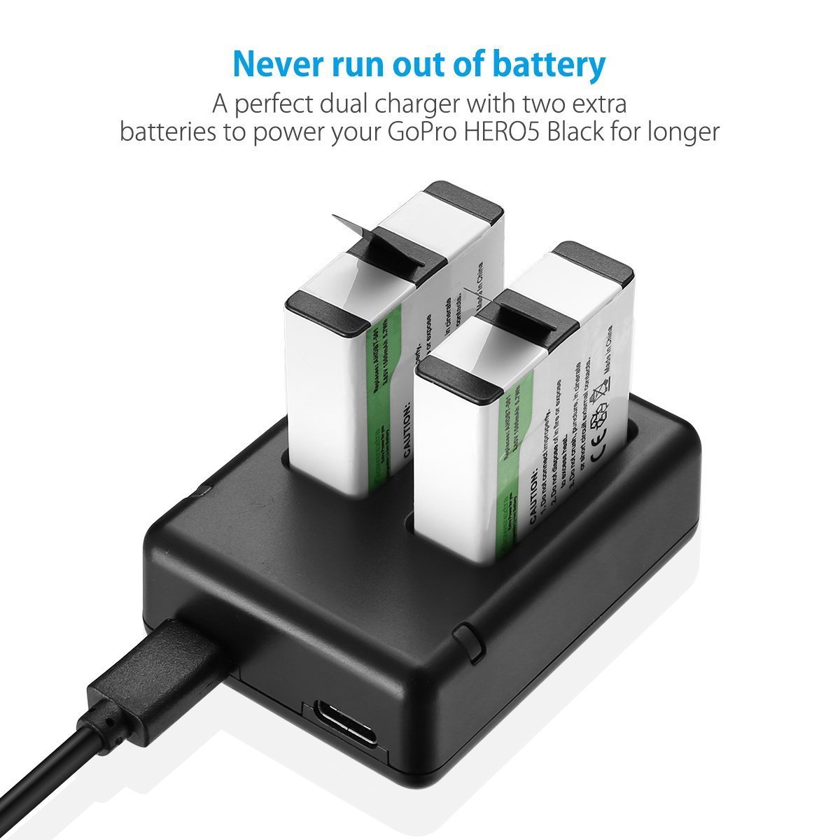 Powerextra 2 Pack GoPro HERO5 Black / HERO6 Black Camera Battery and Dual Battery Charger for GoPro Hero 2018 Action Camera (Compatible with Hero5 Firmware v01.50,v01.55, v01.57 and v02.00, v02.01, v02.51,v02.60)