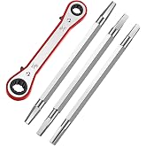 Chumia 4 Pcs Metal Seat Removal Set Including 3 Removal Tools | and a 3/8 Inch and 7/16 Inch Ratchet Shower Cartridge Faucet, Remove and Install Hex or Square Faucet Seats Tool