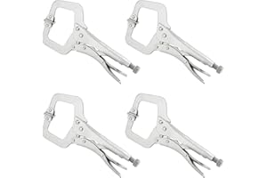 4 Pack 11 Inch C Clamp Locking Pliers,Locking C Clamp, Adjustable Nickel Plated C Pliers For Wood Working, Welding, Electrician Maintenance and more, by GENHAKON