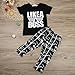 TIFENNY Boys Short Sleeve Letters Casual T-Shirt Trousers Set (3T, Black)