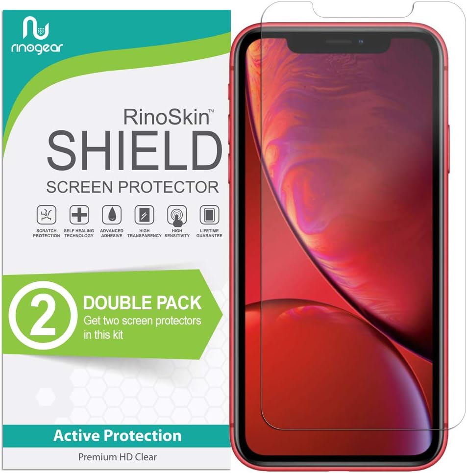 (2-Pack) RinoGear Screen Protector for Apple iPhone 11, XR Case Friendly Apple iPhone 11, XR Screen Protector Accessory Full Coverage Clear Film