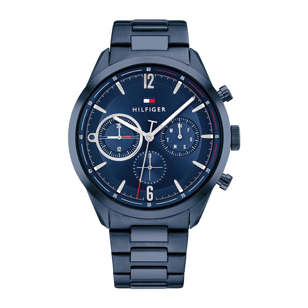 Tommy Hilfiger Analogue Multifunction Quartz Watch for Men with Blue Stainless Steel Bracelet - 1791945