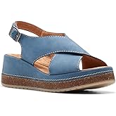 Clarks Women's, Kassanda Step Sandal, 10, Blue Nubuck