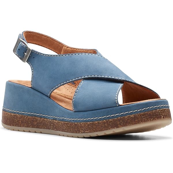 Amazon.com | Clarks Women's Classic Sandal, Blue Nubuck, 6 | Flats