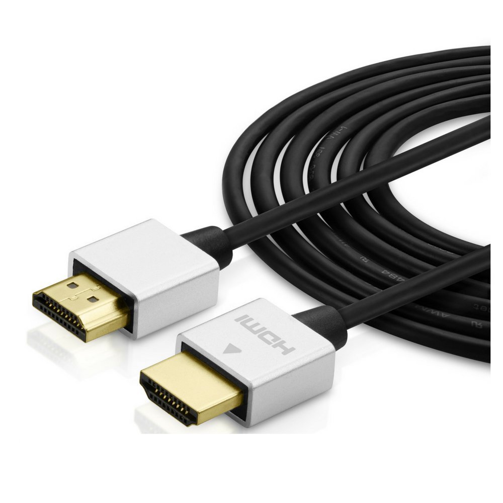 Ultra Slim HDMI Cable High speed and Flexible Silver 6 feet with