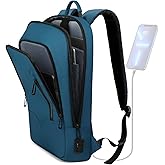 hk Backpack for Men Business Slim Backpack with USB Charger Computer Lightweight Anti-theft Travel (Dark Blue, 15.6 Inch)