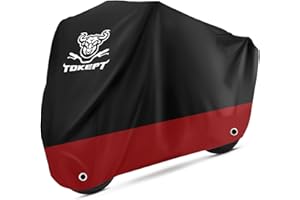 Tokept Motorcycle Cover Waterproof Outdoor, Motorbike Scooter Covers with Lock-Holes, Storage Bag Compatible with Harley Davidson Kawasaki Yamaha Honda (Up to 104”)
