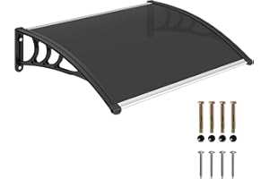 Outsunny Window Awning Door Canopy, 29.9" x 39.4" Modern Polycarbonate Cover, Outdoor Front Door Patio Canopy with Solid Pane