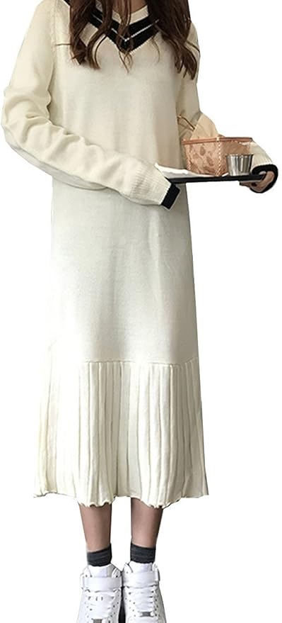 Topmodelss カットソーワンピース レディース ワンピース 長袖 ゆったり ロング丈 ｖネック 無地 柔らかい シンプル 秋 通勤通学 エレガント ワンピース チュニック 通販 Amazon