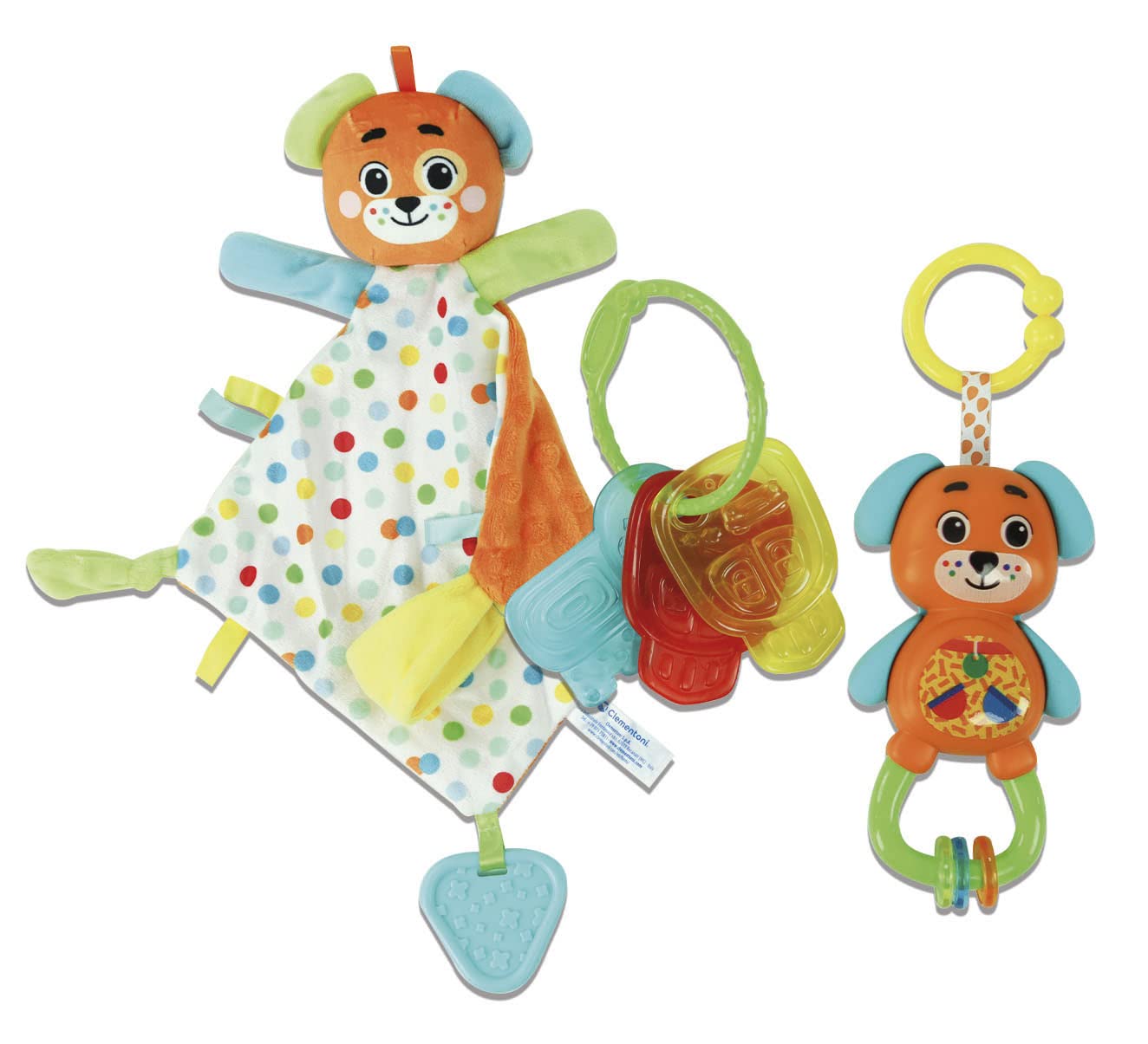 Clementoni- Baby Gift Set: Puppy Doudou, Chewy Keys & Rattle, Sensory Play for Newborns & Infants (0+ Months)