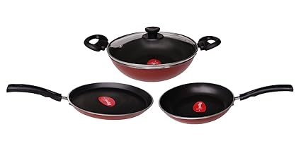 Pigeon by Stovekraft Basics Induction Base Non-Stick 4 PC Cookware Set, Terracotta Brown