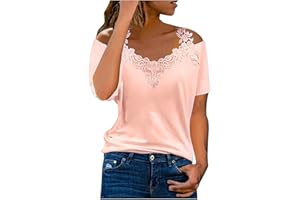TARIENDY Sexy Summer Tops for Women 2025 Fashion Cold Shoulder T Shirts Loose Flower Printed Blouses Casual Lace Crochet Tees
