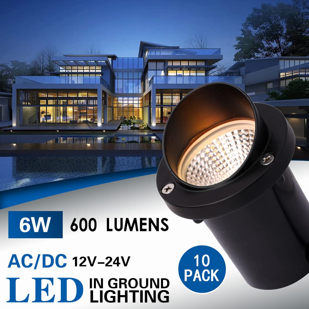 Condition photo showing As Is for led low voltage landscape light,12-24v ac/dc shielded in-ground light ip67 waterproof 3000k paver well for pathway (10 pack)