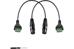 GINTOOYUN XLR Cable 3 Pin XLR Female to 3 Pin Terminal Converter Adapter Cable for Speakers,Microphone,Sound Equipments,Live Performance & Recording(33cm)