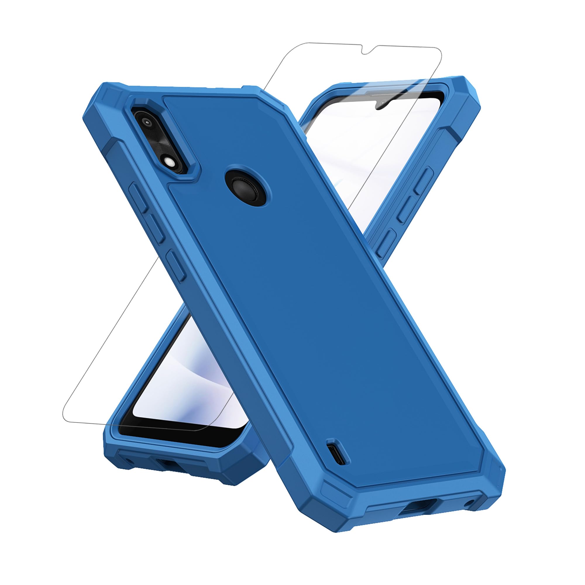 Photo 1 of WODAF Compatible with Gabb Phone 4 Case, with Screen Protector Hard PC Front Frame and Soft TPU Back, Shockproof Bumper Case (Blue, Gabb Phone 4)