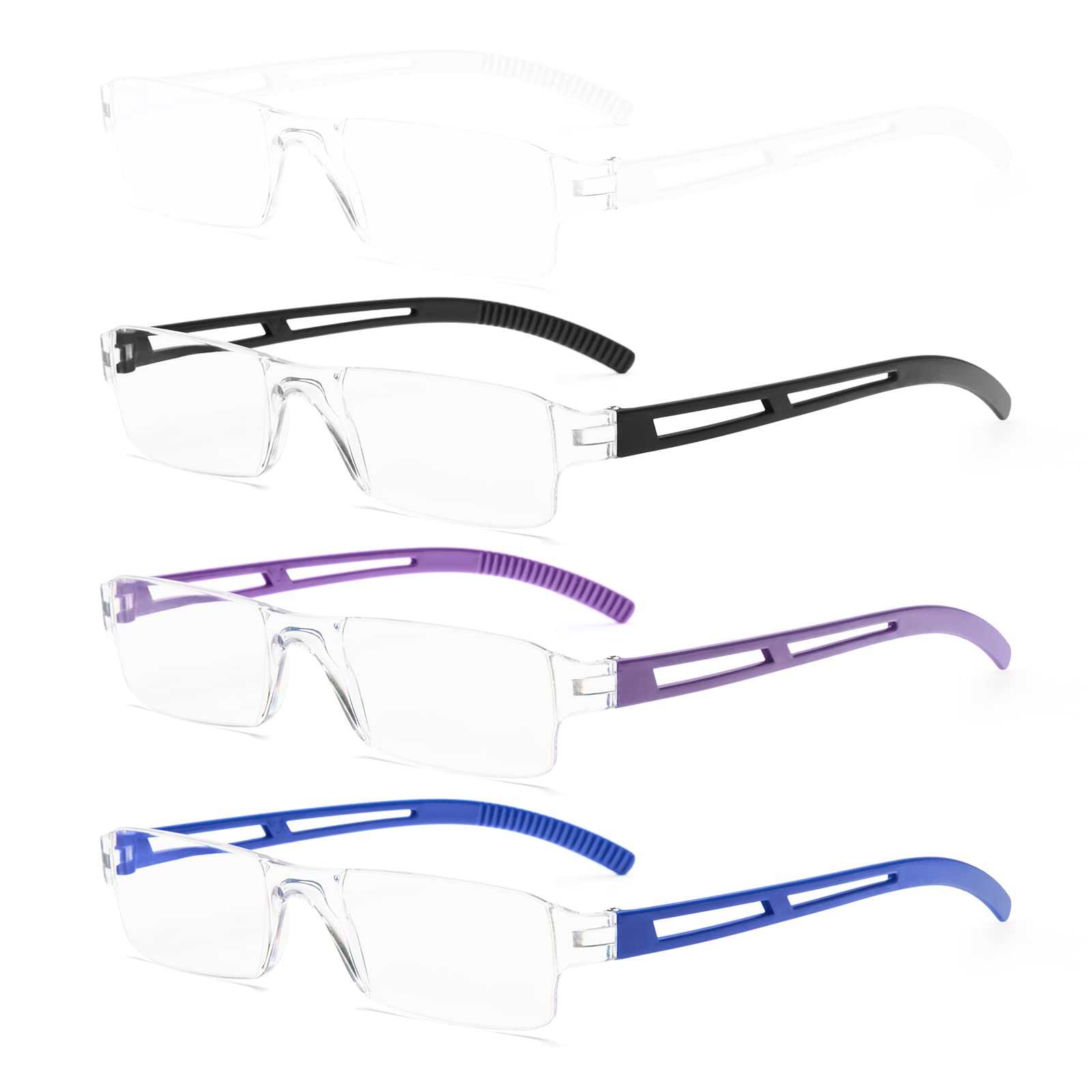 KoKoBin Frameless Reading Glasses, Vision Aid with Blue Light Filter, Anti-Blue Light, Reading Aid for Men and Women (4 Pieces, 1.0 Diopters)