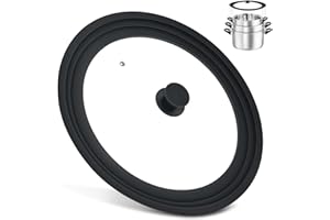 Extra Large Universal Lid Fits 13", 14", 15" Cookware - Silicone Replacement Pan Lid for Pots, Pans, and Skillets - Tempered 