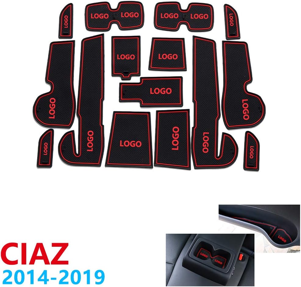 QSONGL Anti-Slip Rubber Cup Cushion Door Groove Mat, For Suzuki Ciaz Maruti 2014~2019 Accessories mat for