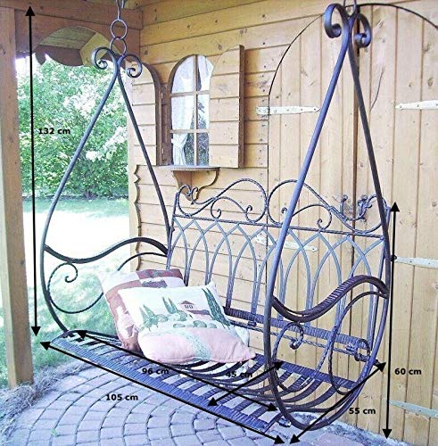 GXK Hängebank Metall Braun Wetterfest Schaukel Gondel Hängesessel 2Sitzer Eisen – Bild 5