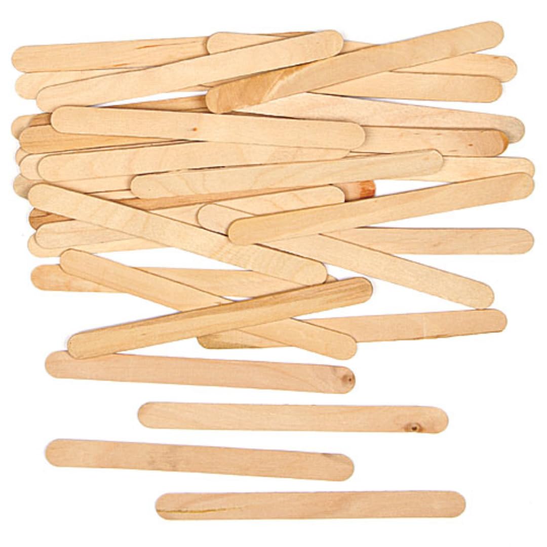 Baker Ross AG2063 Natural Wooden Lollipop Popsicle Sticks for Arts & Crafts, 11cm, Wood, Pack of 200, Pieces