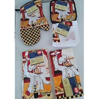 7 Piece Fat Chef Themed Kitchen Linen Set (7)