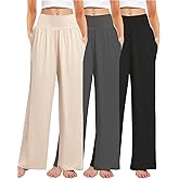 Kivdol 3PACK Women's Casual Loose Wide Leg Cozy Pants Yoga High Waisted Sweatpants Comfy Lounge Pants with Pants with Pockets