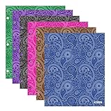 Bazic Products Bright Colored Glossy Finish Laminated Paisley Design 2 Pocket Portfolios - Set of 4 Folders