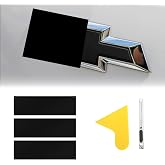 QianBao Compatible with Matte Black 11.8" x 4" Chevy Bowtie Emblem 3PCS | Vinyl Wrap Kit with Spatula and Cutter Universal Logo Overlay