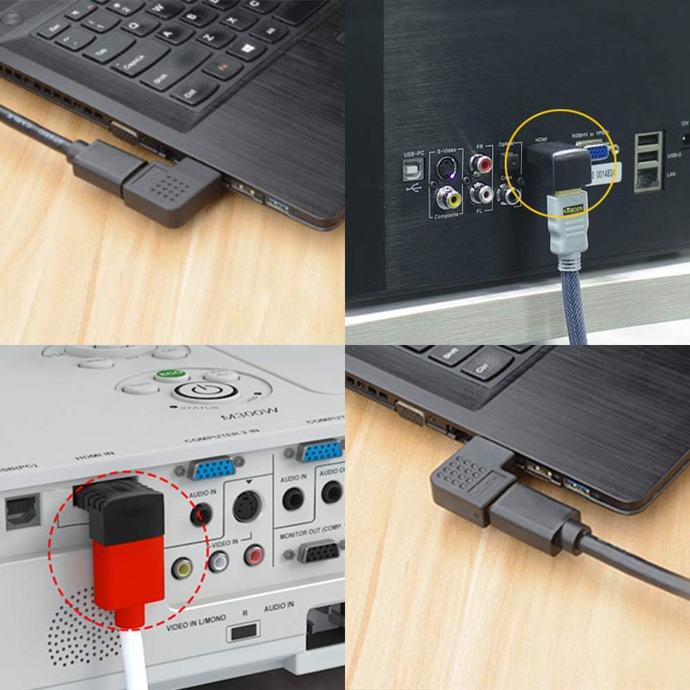 AFUNTA 6 Pcs HDMI Angled Adapter, 4 pcs Flat Left & Right 90 Degree Angle and 2 pcs 270 & 90 Degree Male to Female HDMI Adapter, Gold-Plated 3D Supported TV Connector: Home Audio & Theater