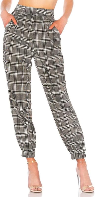plaid jogger pants womens