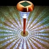 8Pack White/Blue Dual LED Copper Finish Solar Lights Outdoor Sogrand Solar Pathway Lights Solar Landscape Lighting Solar Path Lights Solar Garden Lights