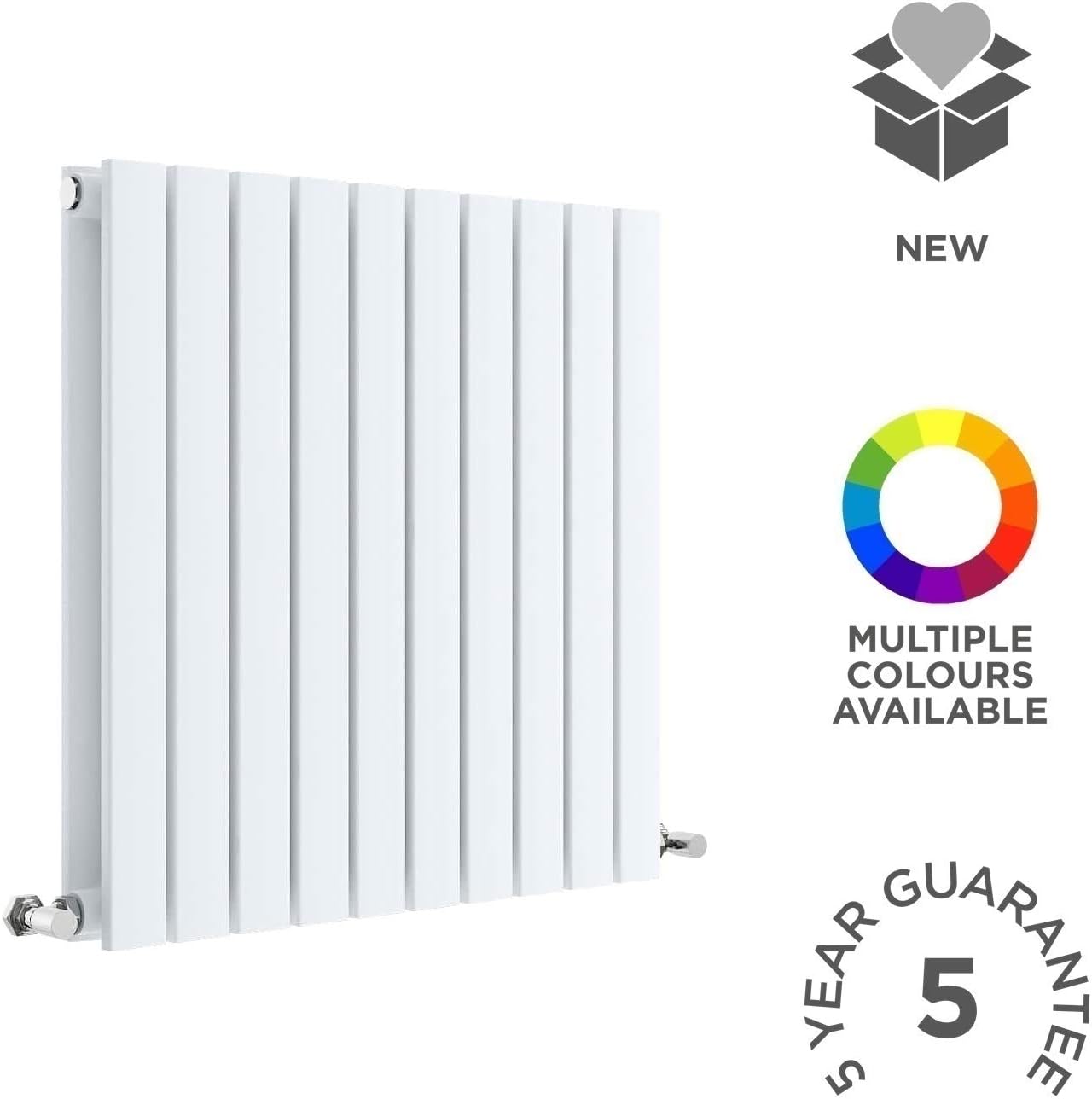 Nuie HLW55D Sloane Modern Home Wall Mount Designer Horizontal Double Panel Radiator, 600mm x 586mm x 72mm, High Gloss, Satin White - Image 4