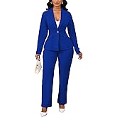 Ophestin Business 2 Piece Pant Suits for Women Dressy Blazer Straight Leg Pantsuit Set Formal Casual Office Work Outfits
