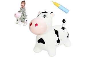 INPANY Bouncy Cow Farm Animal Hopping Toys for 2 Year Old Girl Gifts, Ride on Toddler Bull Hopper, Kids Inflatable Jumping Horse, Outdoor Indoor Rubber Bouncer for 3 4 Yr Boy Birthday