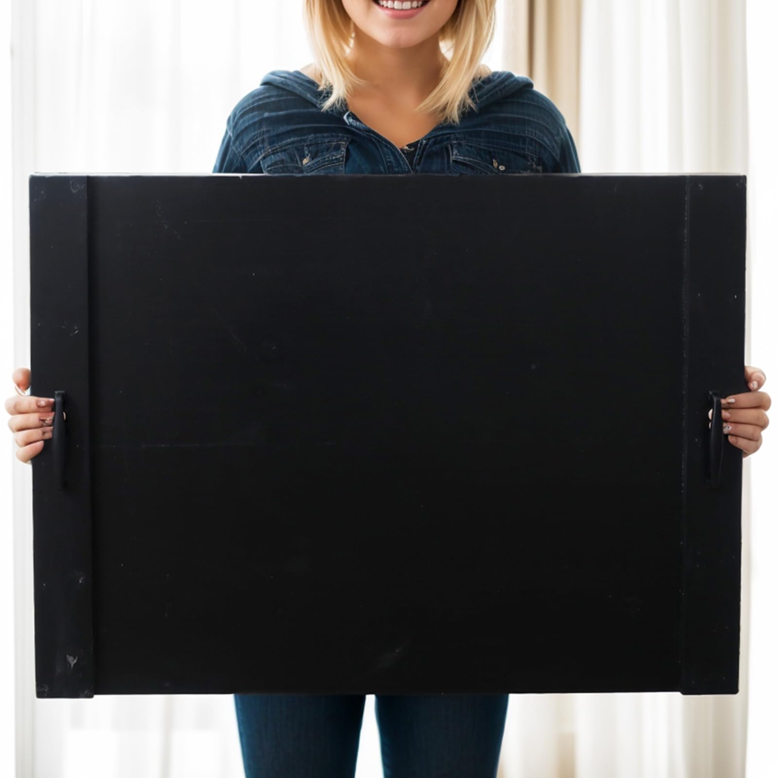 SwallowLiving Wood Noodle Board Stove Cover with Handles, Wooden Stovetop Cover Board for Gas Stove and Electric Stove Top,Kitchen Sink Cover for Counter Space, Cutting Board, Black