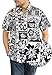 La Leela Hawaiian Shirt For Men Short Sleeve Front-Pocket Tropical White Black