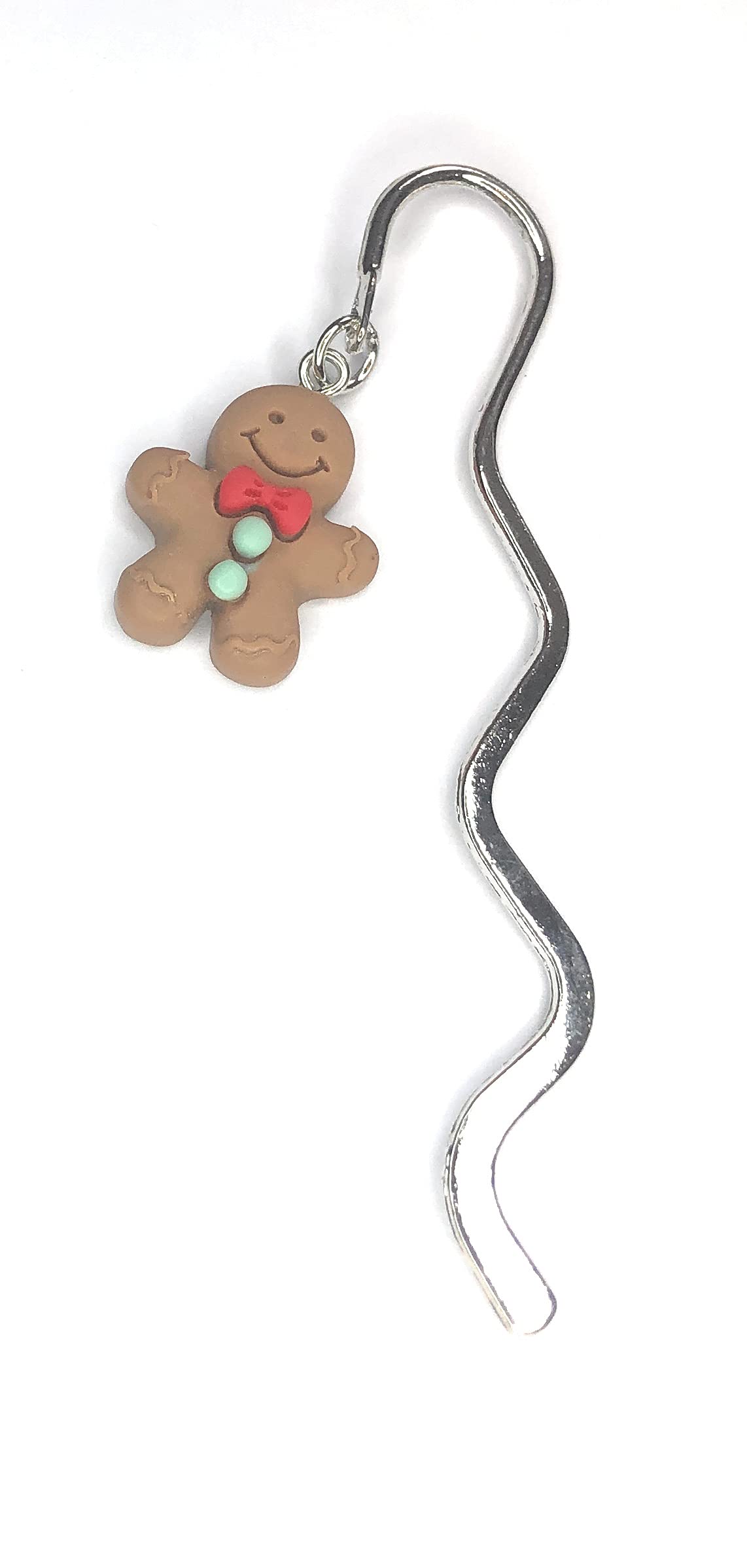 FizzyButton Gifts Gingerbread Man mini Bookmark with Silver Tone Charm, in Gift Bag