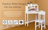FEFE White Study Table and Chair Set for Kids Corner Desk 27x27 38H view 5