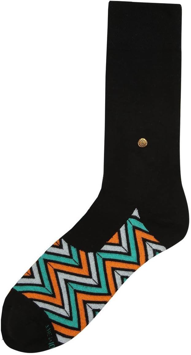 Unisex Zig Zag Incogni Midcalf Socks - Black/Green/Orange