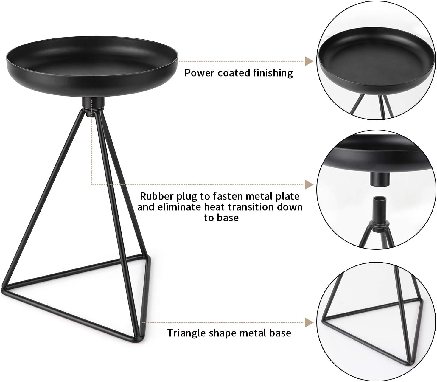 Bikoney Candle Holder for Home Decor Candleholder for Pillar Candle Metal Geometric Candlesticks Set of 3 Black 7.25", 5.5", 4.5": Kitchen & Dining