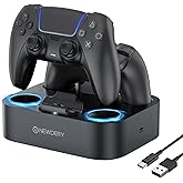 NEWDERY for PS5 Controller Charger Station Compatible with Dualsense Edge, Fast Charging Dock Stand with Cable, Dual Controller Charging Station for PlayStation 5 &for DualSense Edge