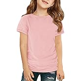 Haloumoning Girls Short Sleeve T Shirts Kids Summer Casual Crewneck Tops Tees 5-14 Years