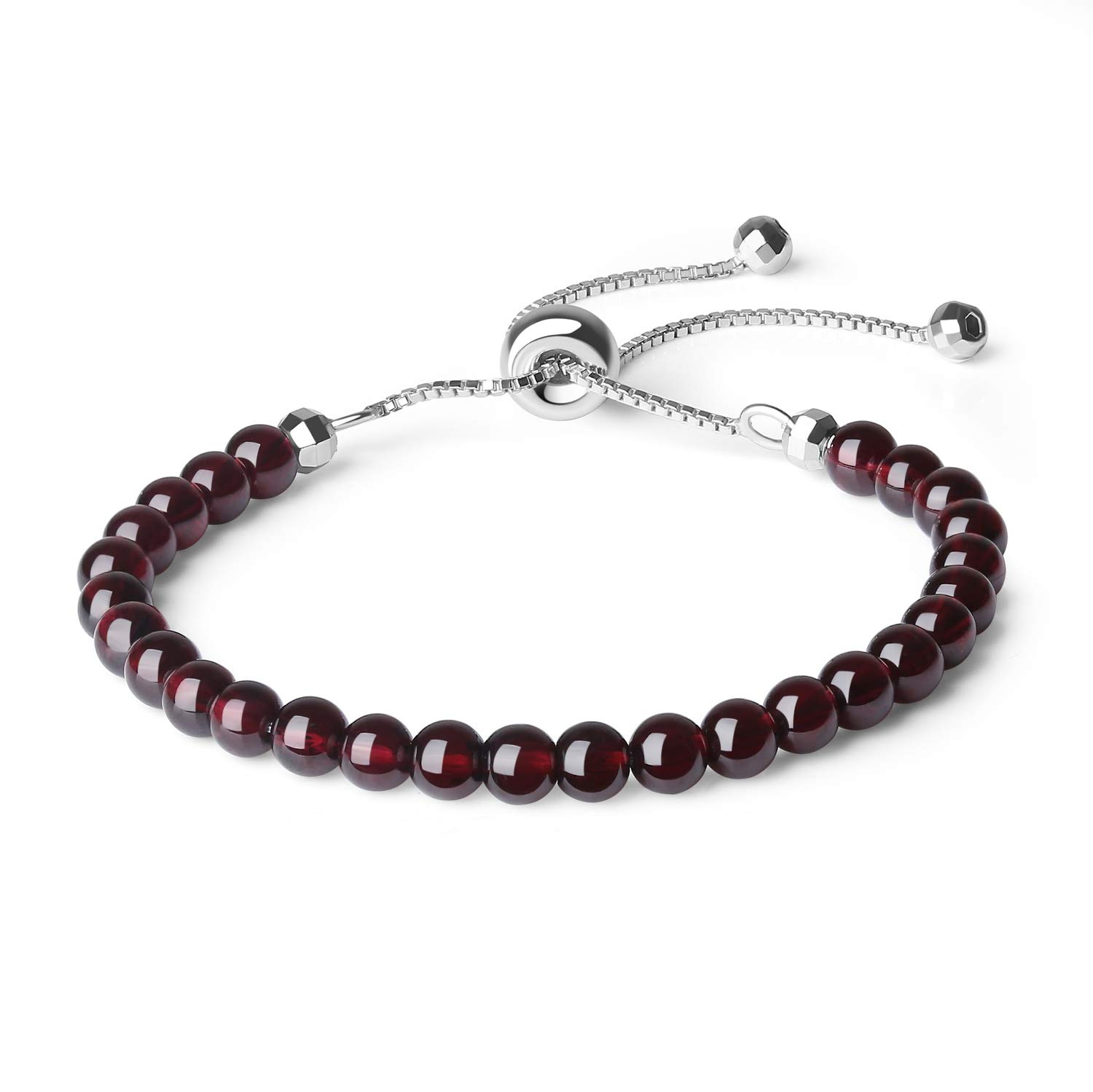 COAI Womens 925 Sterling Silver Garnet January Birthstone Bracelet