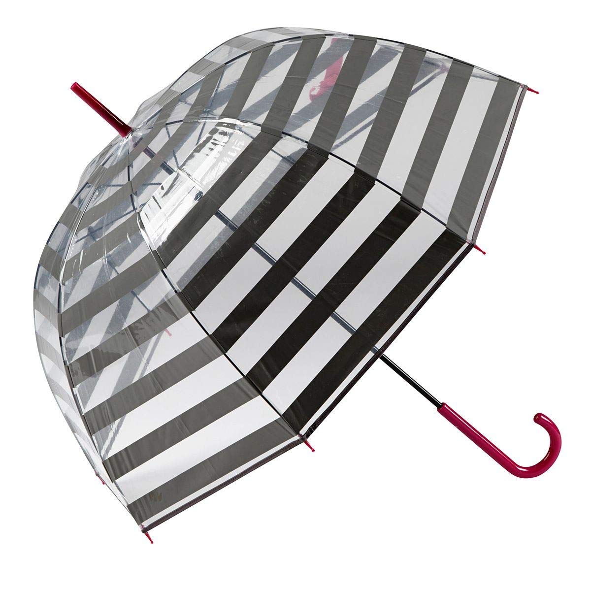 Original paraguas transparente largo con estampado de rayas. Opción de colores.