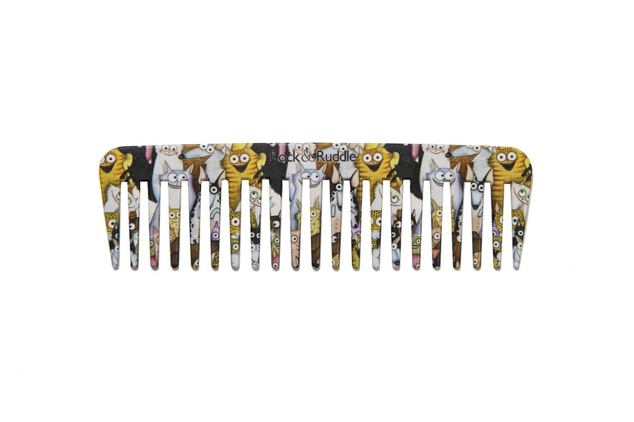 Rock & Ruddle Wide Tooth Comb. Perfect for Detangling Wet Hair and Applying Hair Color. Cats & Dogs Design — image 1