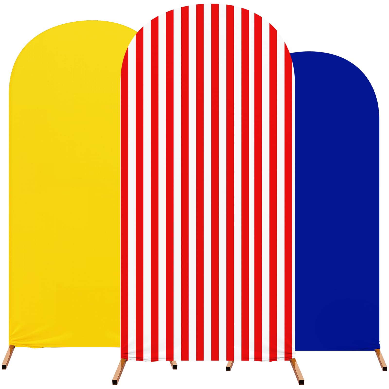 Photo 1 of RimCereal 3 Pcs Arch Stand Covers for Wedding Theme Birthday Party Decoration 4ft, 5ft, 6ft Print Arch Backdrop Stand Covers Spandex Fitted for Wedding Birthday Party (Carvinal Color)