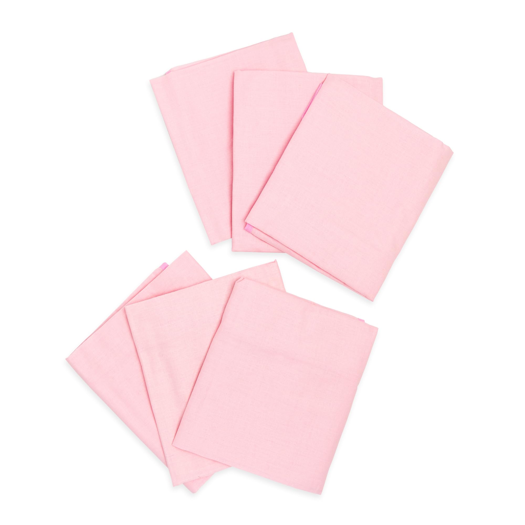 Ti TIN Pack of 6 Flat Sheets 100% Cotton Pink 53 x 132 cm